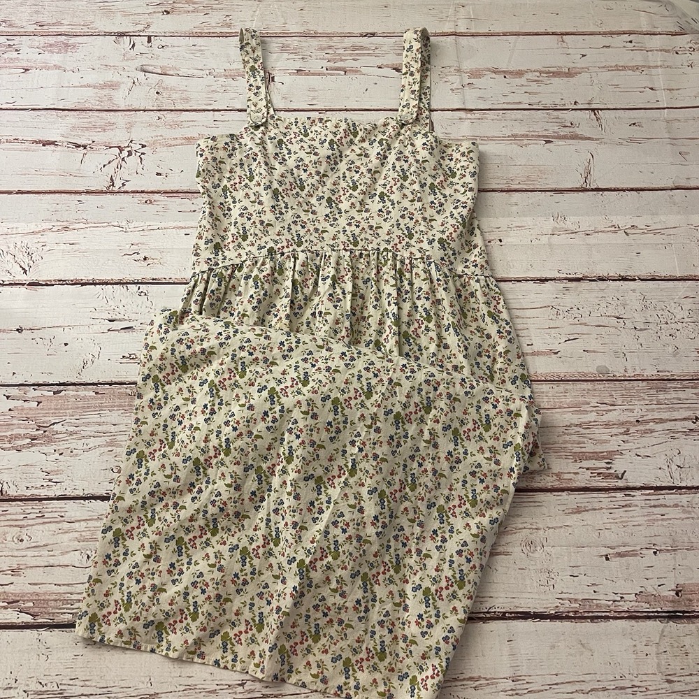 Zara Floral Midi Dress in Cream with Multi-Color Print - Picture 5 of 11